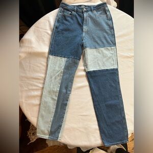 Hollister ultra high rise mom‎ patch work denim jeans size 28x29